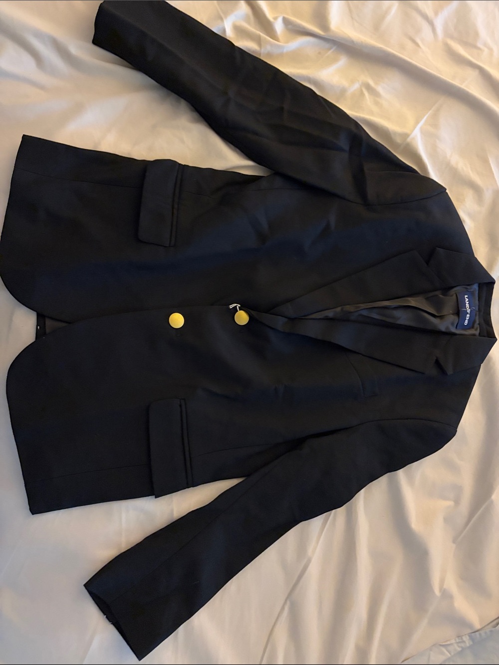 Lands End Boys School Uniform Hopsack Blazer, Black,   NWT
